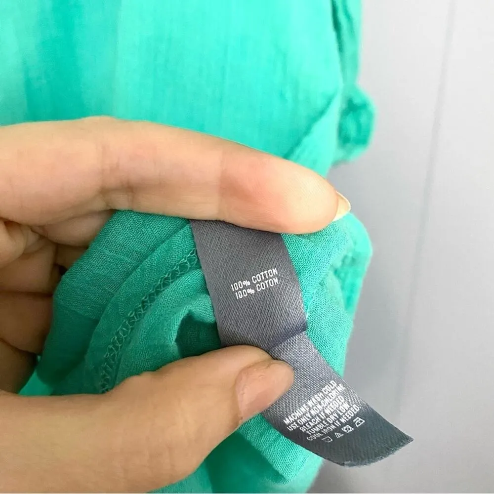 Aerie Seafoam Green Seersucker Roll-tab Sleeves Button-down Lightweight Shirt S - Image 2