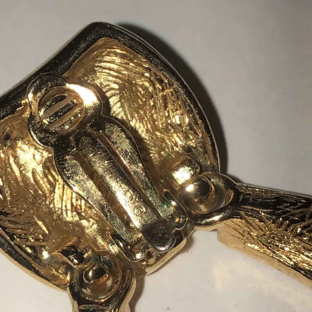 Givenchy Vintage Gold Tone and Black Clip On Door Knocker Statement Earrings - Image 6