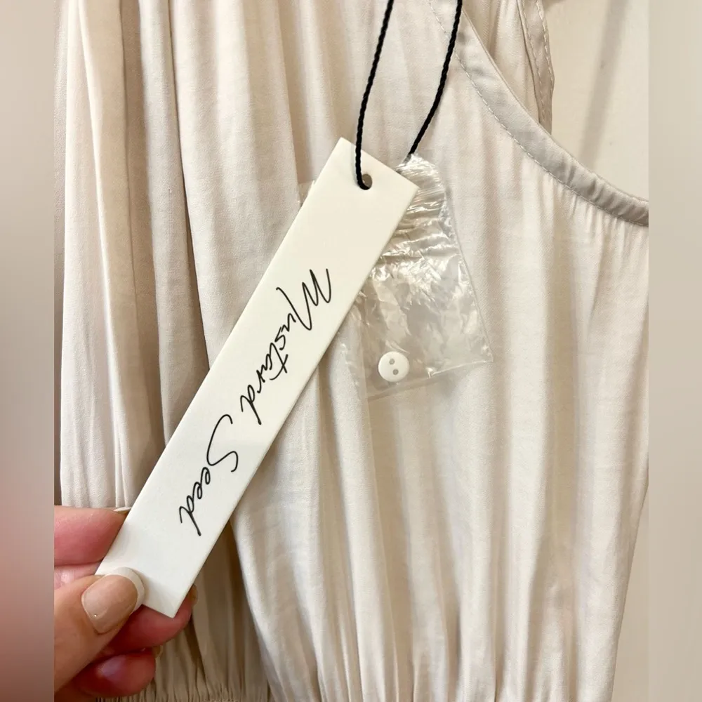 Mustard Seed Tie-Waist Halterneck Dress in Ecru Size Medium - Image 13