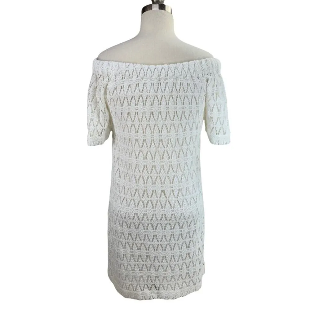 A.L.C. | XS 0 | Ario White Crochet Lace Off-The-Shoulder Mini Dress | MSRP $345 - Image 7