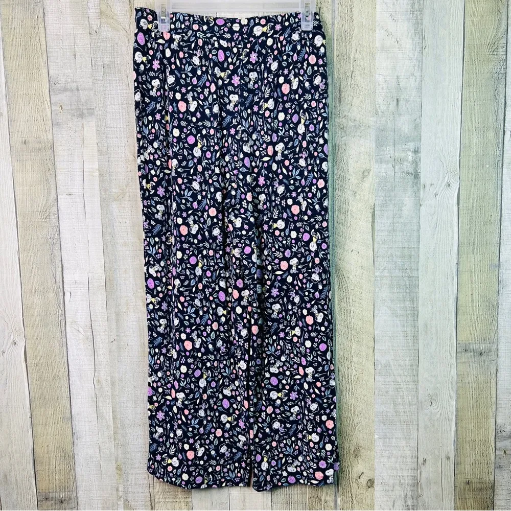 Peanuts Medium Cartoon Characters & Floral Pattern w/Pockets & Stretch Waistband Blue - Image 2