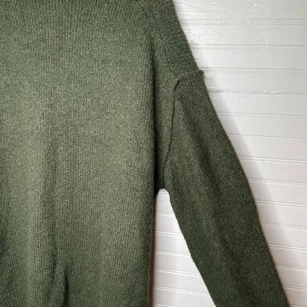 Topshop Women's Green Chunky Knit Mock Neck Oversized Sweater XS US 0-2 - Image 10