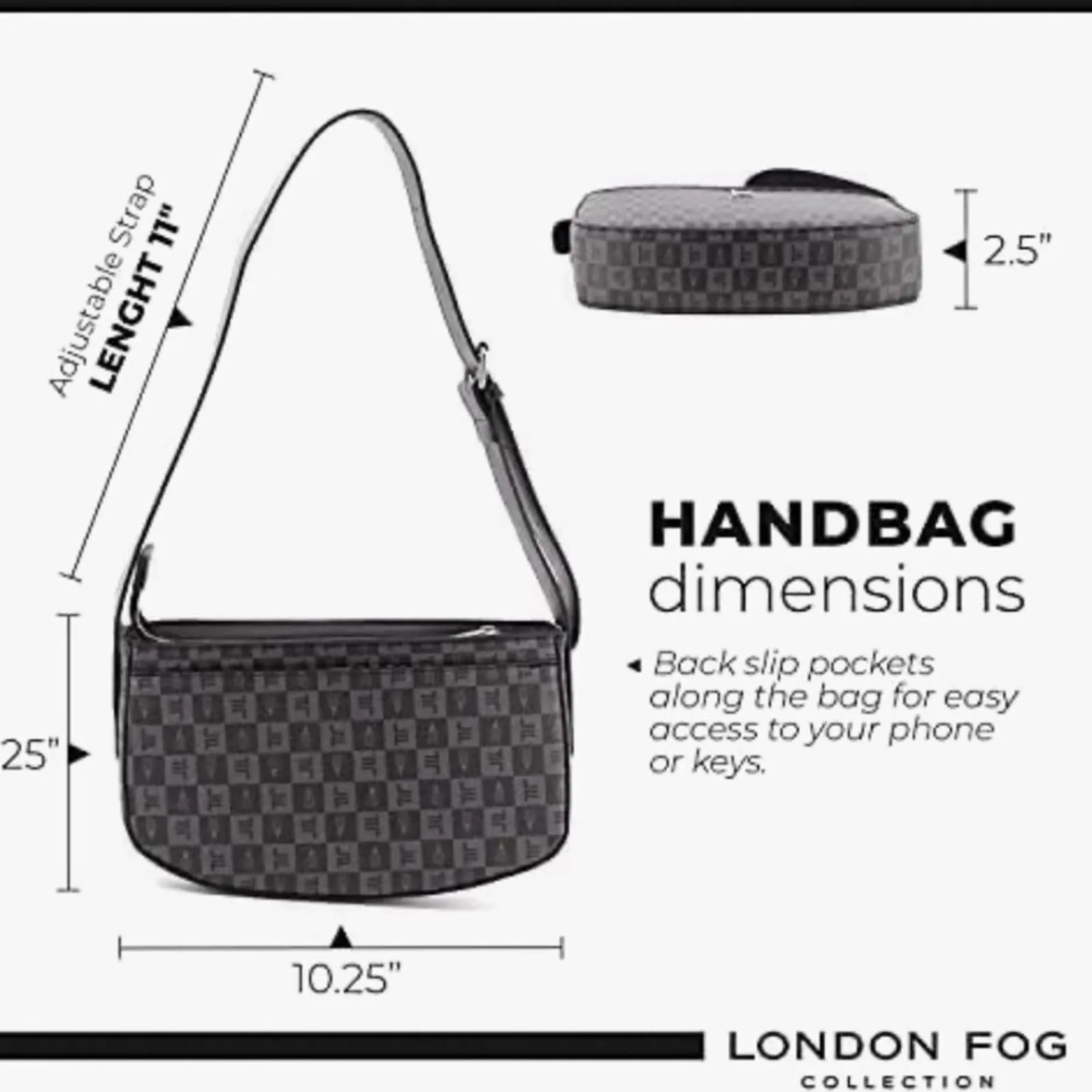 LONDON FOG Astor and Iris Shoulder Bag w/ Adjustable Strap New w/ Tag MSRP $78 - Image 10