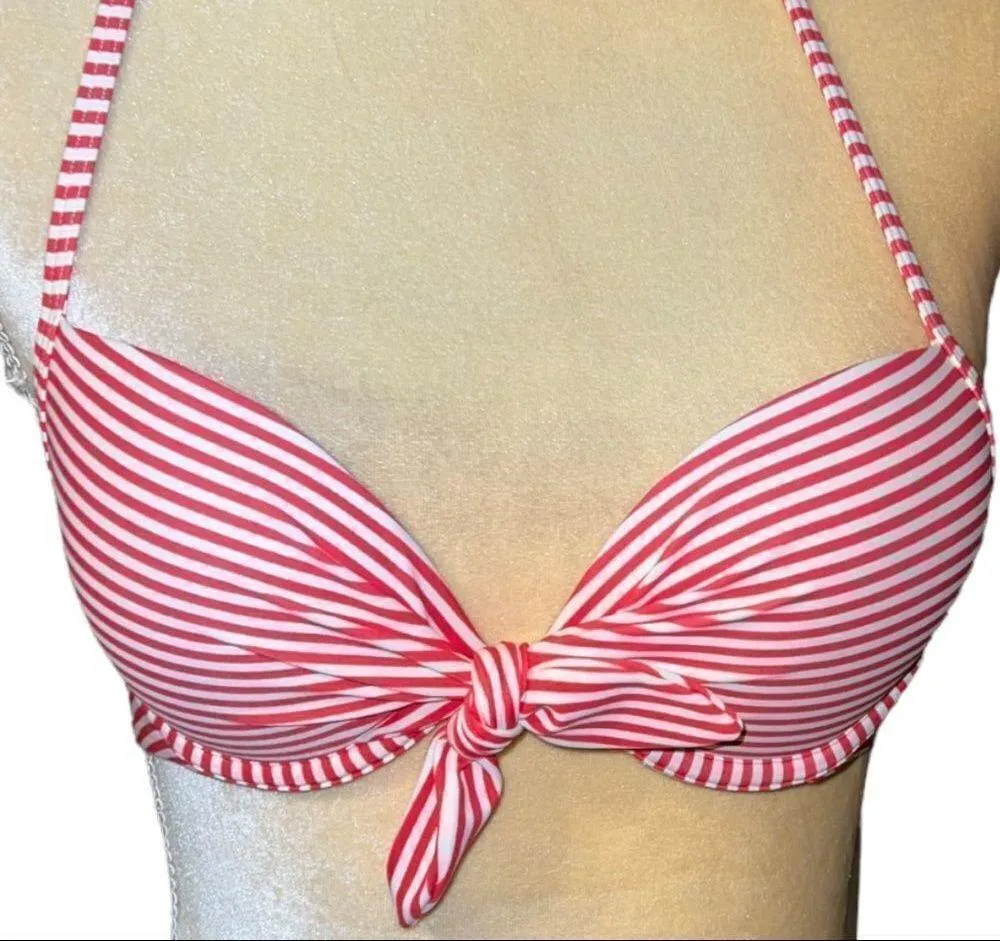 Aerie red and white striped padded bikini top! - Image 3
