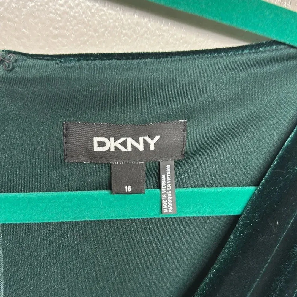 Womens Velvet Faux Wrap Midi Dress Size 16 Emerald Green Long Sleeve - Image 6