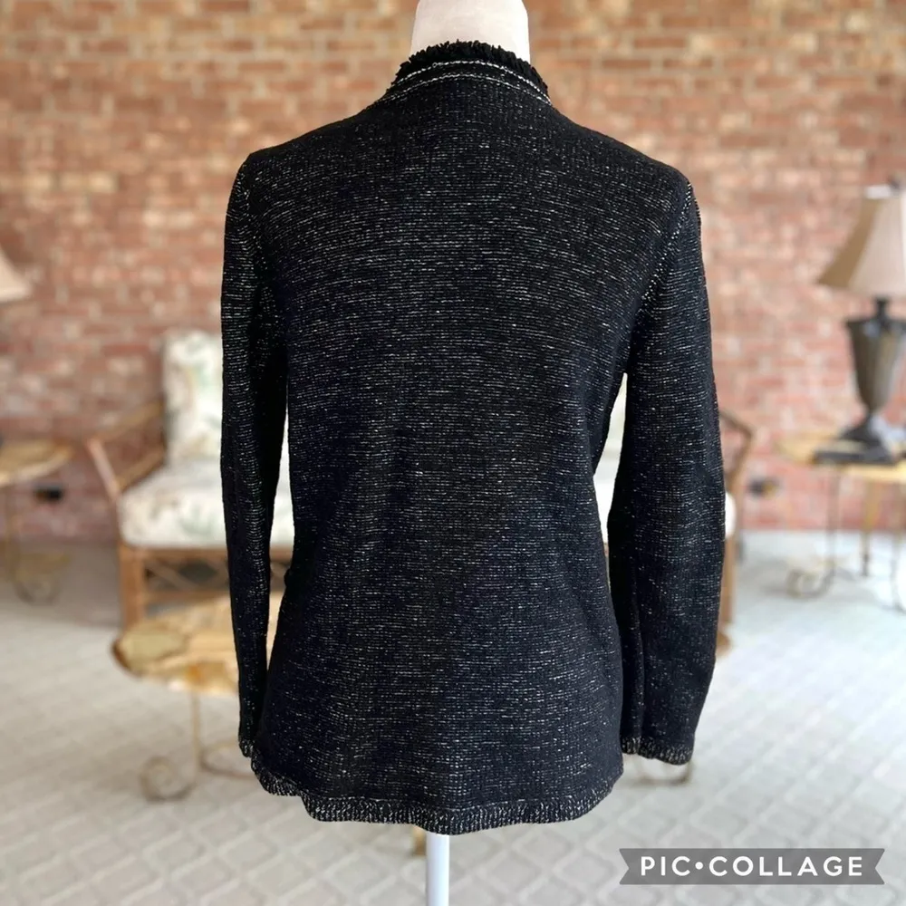 Doncaster Cardigan Fringe Black Wool Blend Sweater S Dressy Lunch Party Work - Image 10