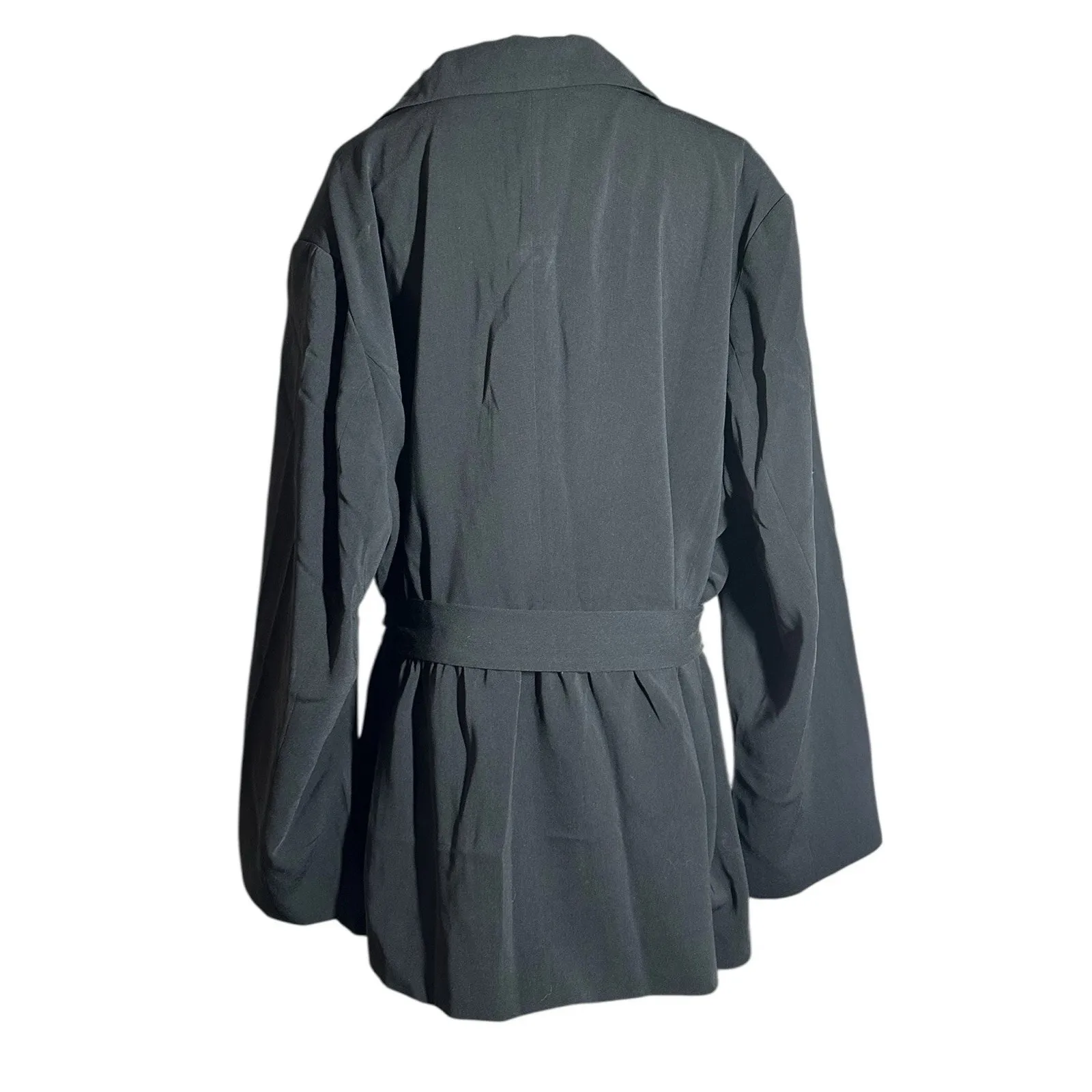 NEW Spiegel Black Single Breasted Belted Blazer Jacket Size 24W Peplum Back - Image 4