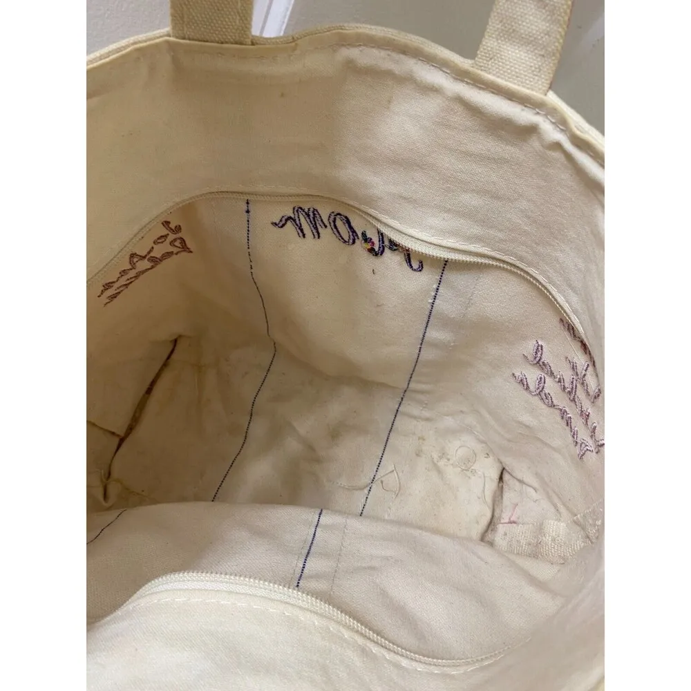 Vintage LL Bean Classic Canvas BOAT AND TOTE ZIPPER Bag PINK WHITE MOM - Image 10