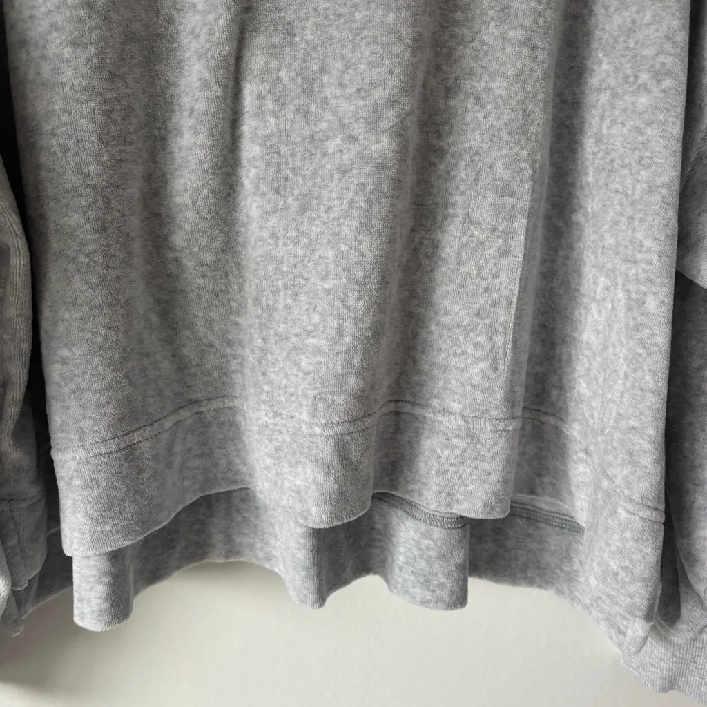 Aerie Gray Velvet Velour Hoodie Pullover Sweatshirt Athleisure Loungewear Soft - Image 3
