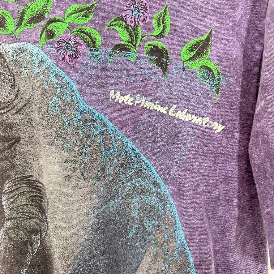 Vintage Single Stitch Fantasy Tees Purple Burnout Manatee Graphic T Shirt Size L Size L - Image 7
