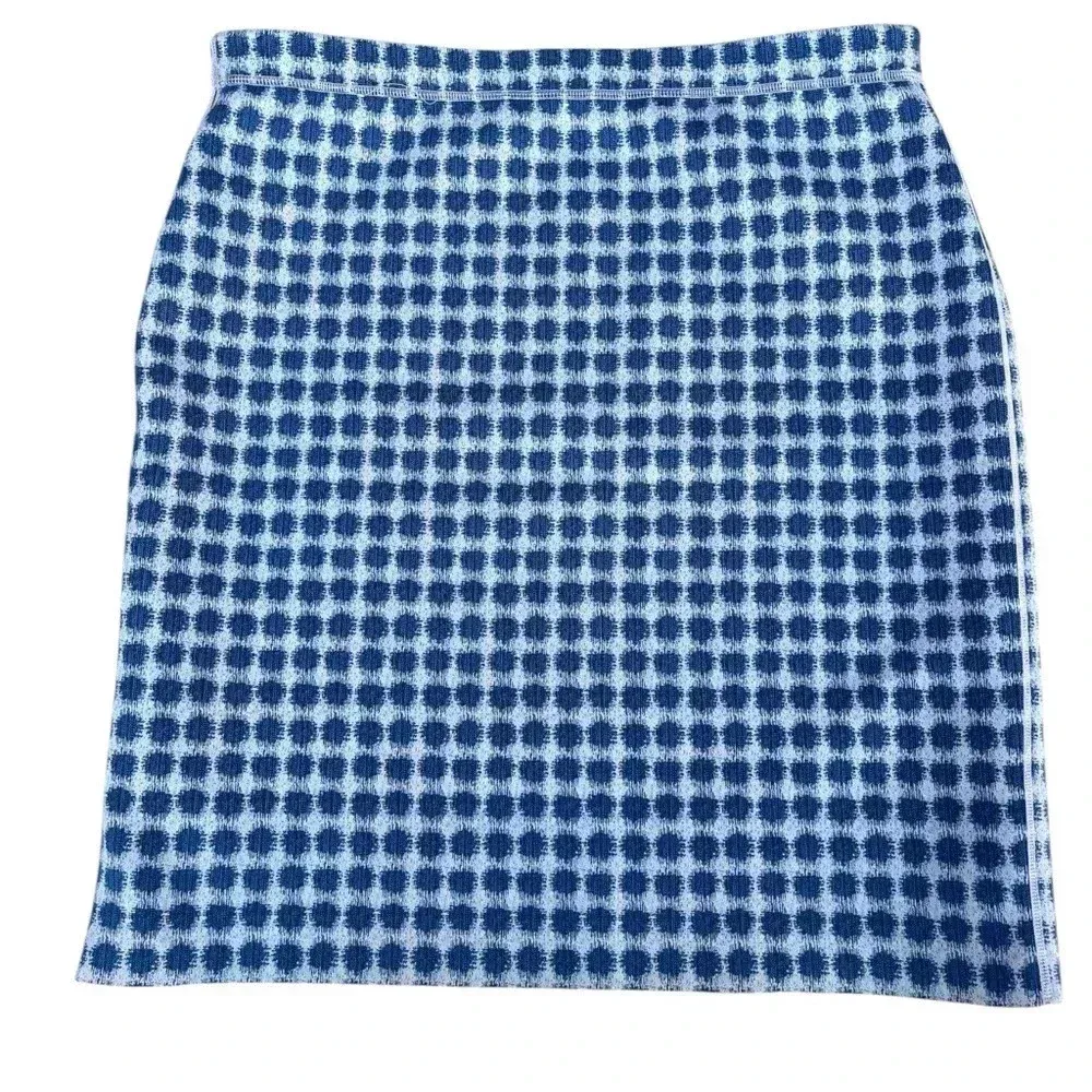 J. McLaughlin Blue‎ Casavito Halle Reversible Pencil Scuba Stretch Skirt Knee - Image 2