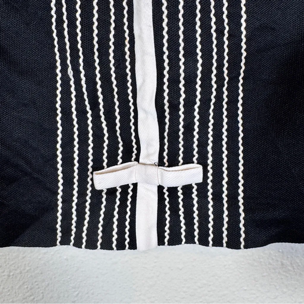 Vintage Black White Short Sleeve Blouse Womens M Preppy Bows Coquette Shirt Size M - Image 9