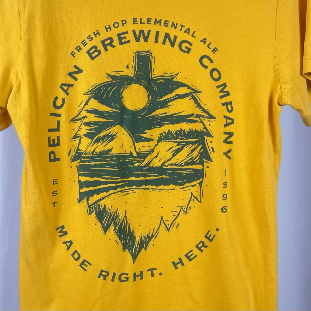 Women's Pelican Brewing Co. Medium Mustard Yellow Ocean Graphic T Shirt Nature - Image 3