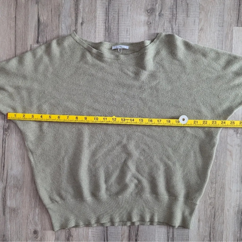 Vila Milano Sage Green Short Sleeve Ribbed Pullover, Drop Shoulder, Large - Image 4