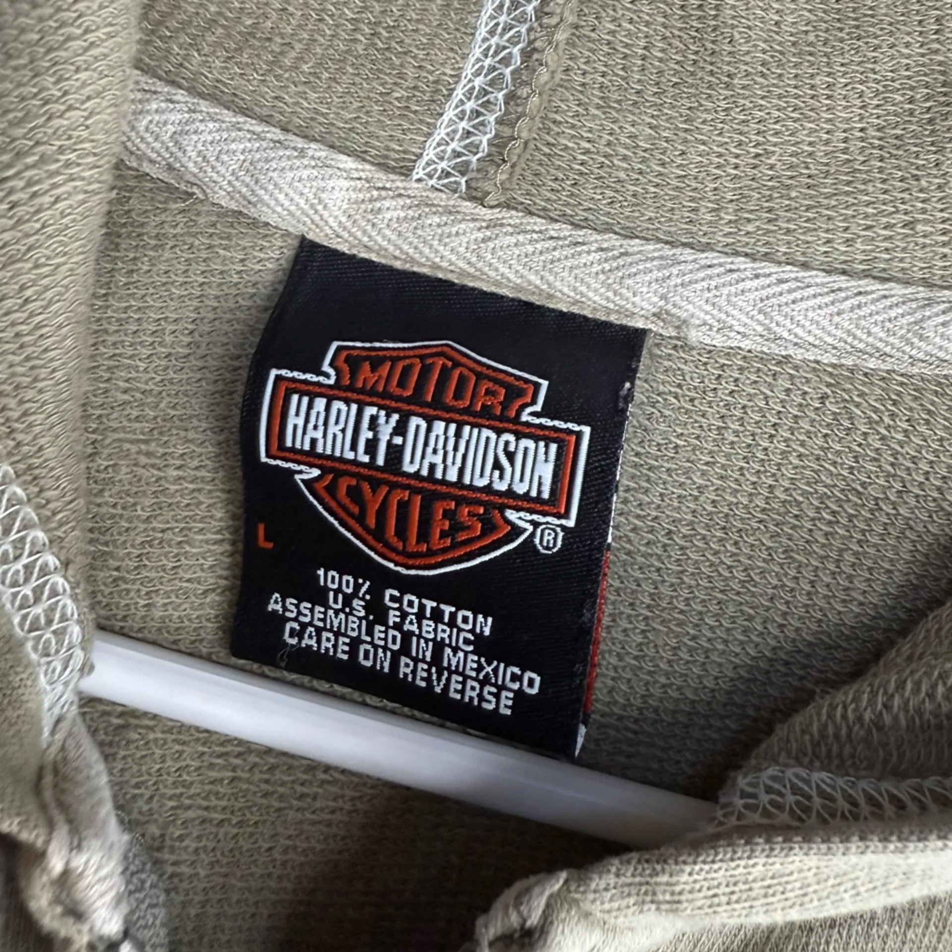 Vintage Y2K Size L Harley Davidson Zip Hoodie Khaki Green Camo Streetwear Grunge Size L - Image 3