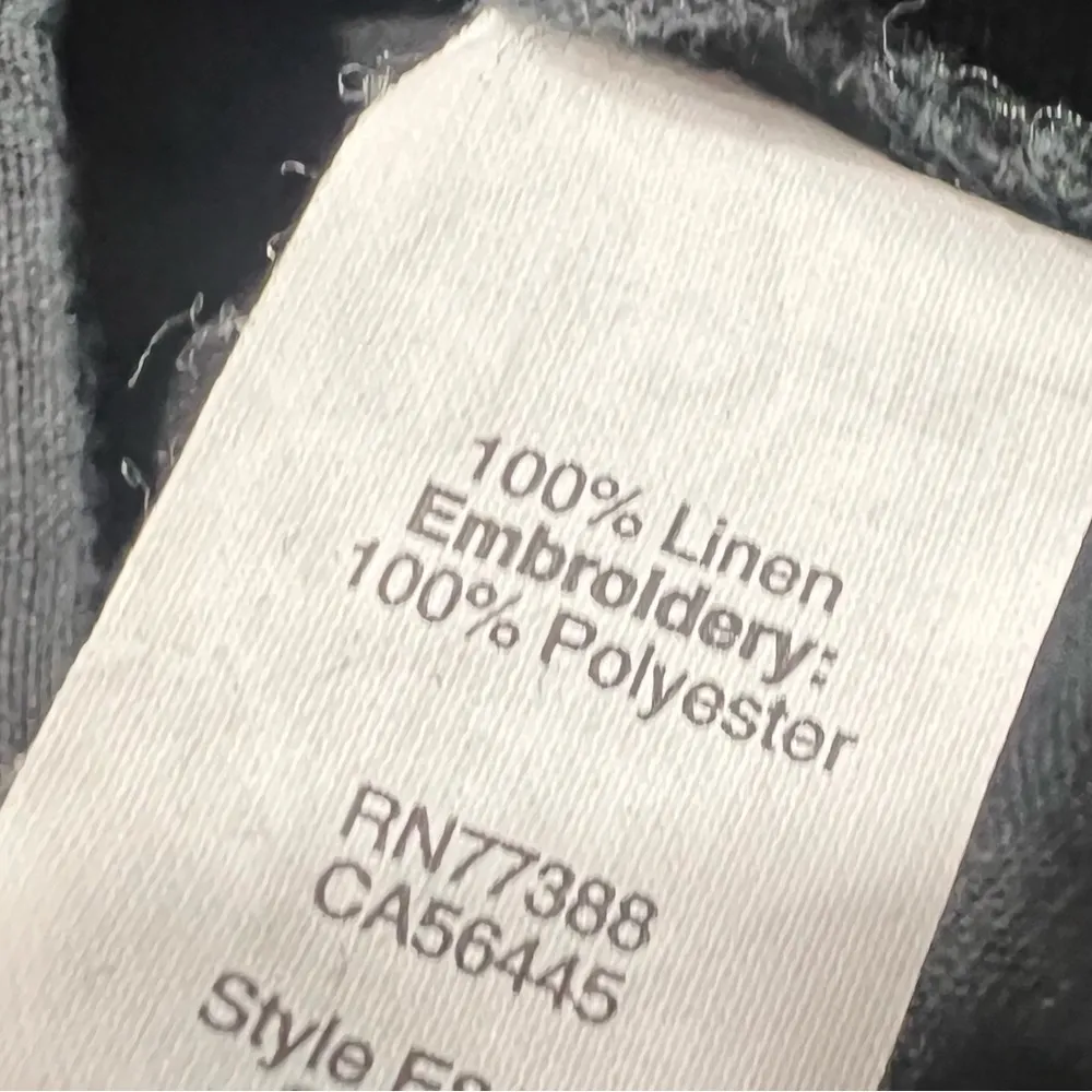 Madewell Black 100% Linen Embroidered Wander Mini Dress Black small blue red - Image 12