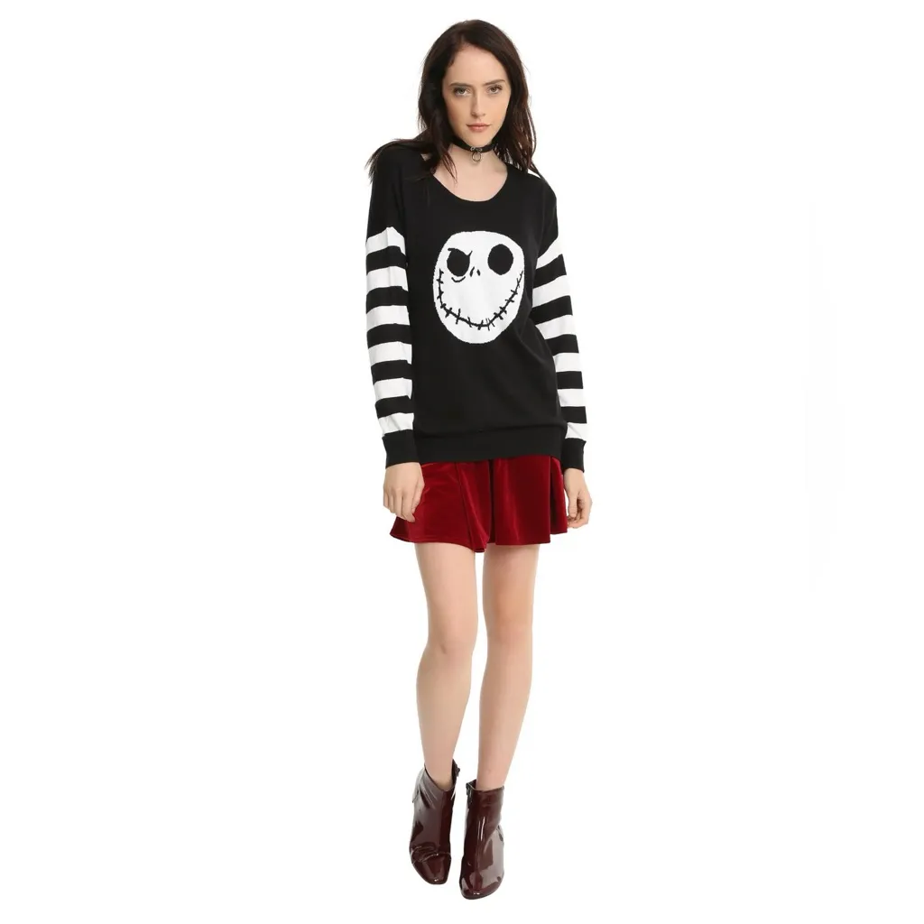 Hot Topic Disney The Nightmare Before Christmas Striped Sleeve Sweater Size XL - Image 3