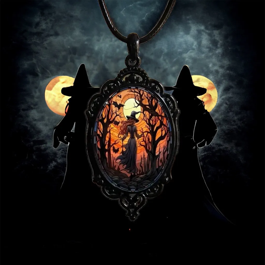 Retro Style Bat Witch Pendant Cameo Black‎ Pendant Necklace Gothic Vintage Style Black - Image 16