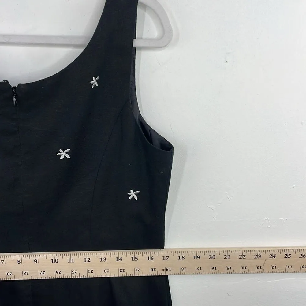 Dress barn A Line Dress Black Floral Embroidered Linen & Rayon Back Zip size 12 - Image 13