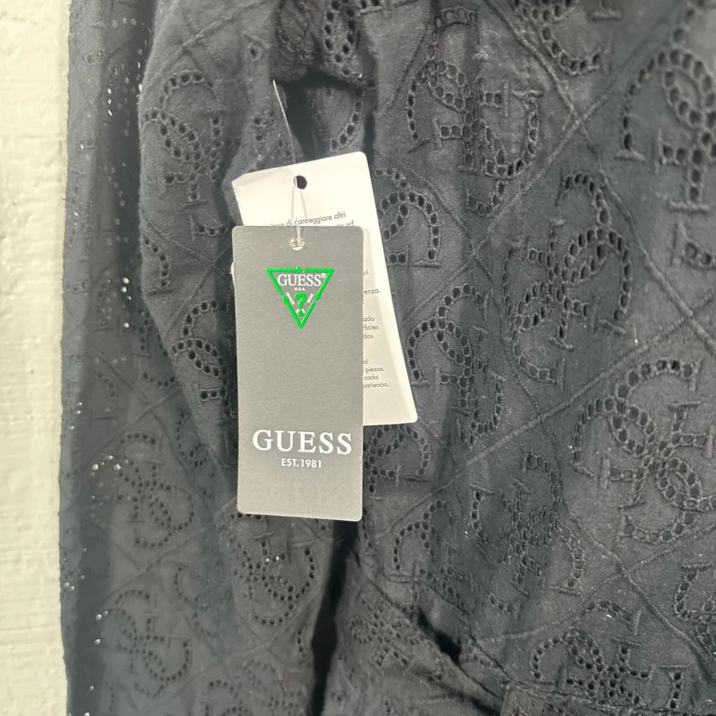 GUESS Women's Black Tosca Cotton Eyelet Jumpsuit Size Medium NWT - Image 6