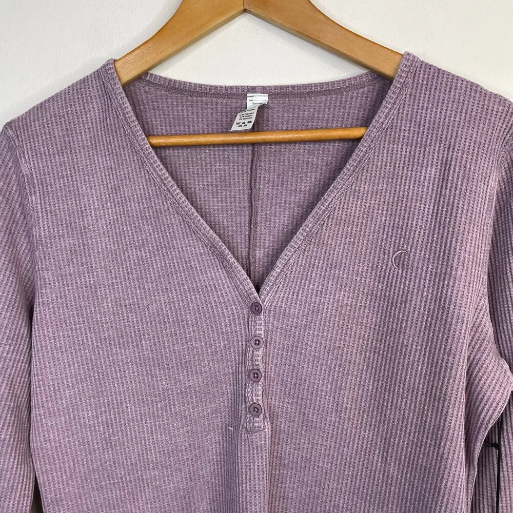 Zyia Dont Wake Me Up Lilac Purple Thermal Waffle Knit Lounge Sleep Top XL new - Image 3