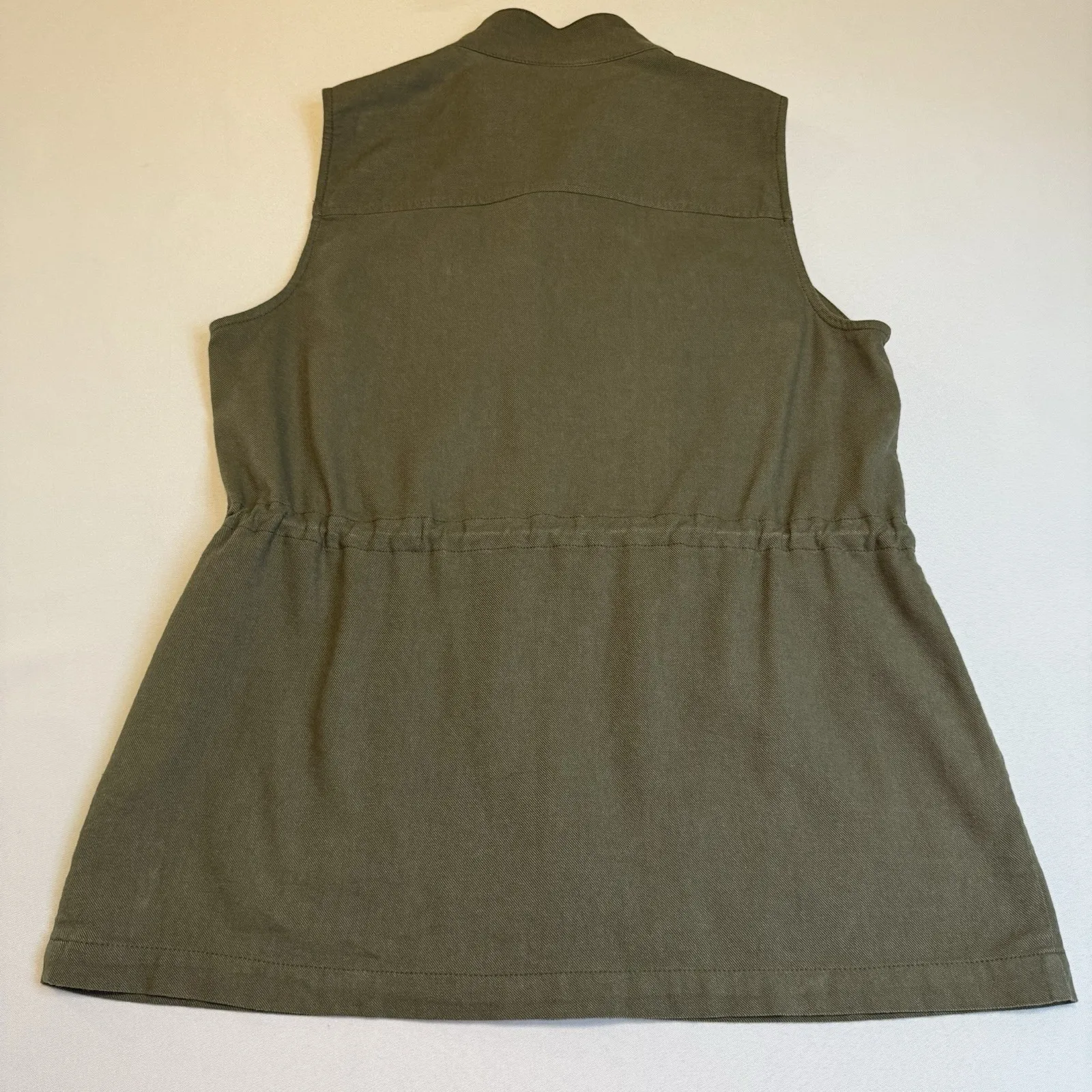 Christopher Banks Green Vest Snap Zipper Down Sleeveless Trendy Fashion Size S - Image 3