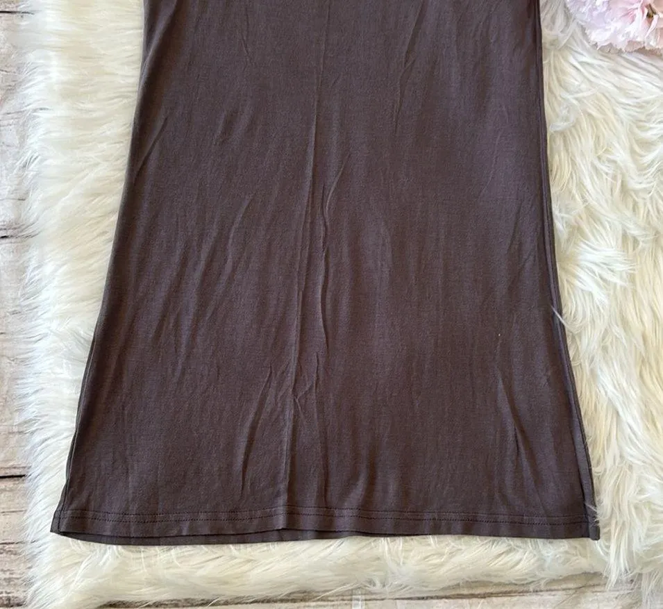 Brown Jersey Dress with Gold Accents Size XL - Image 5