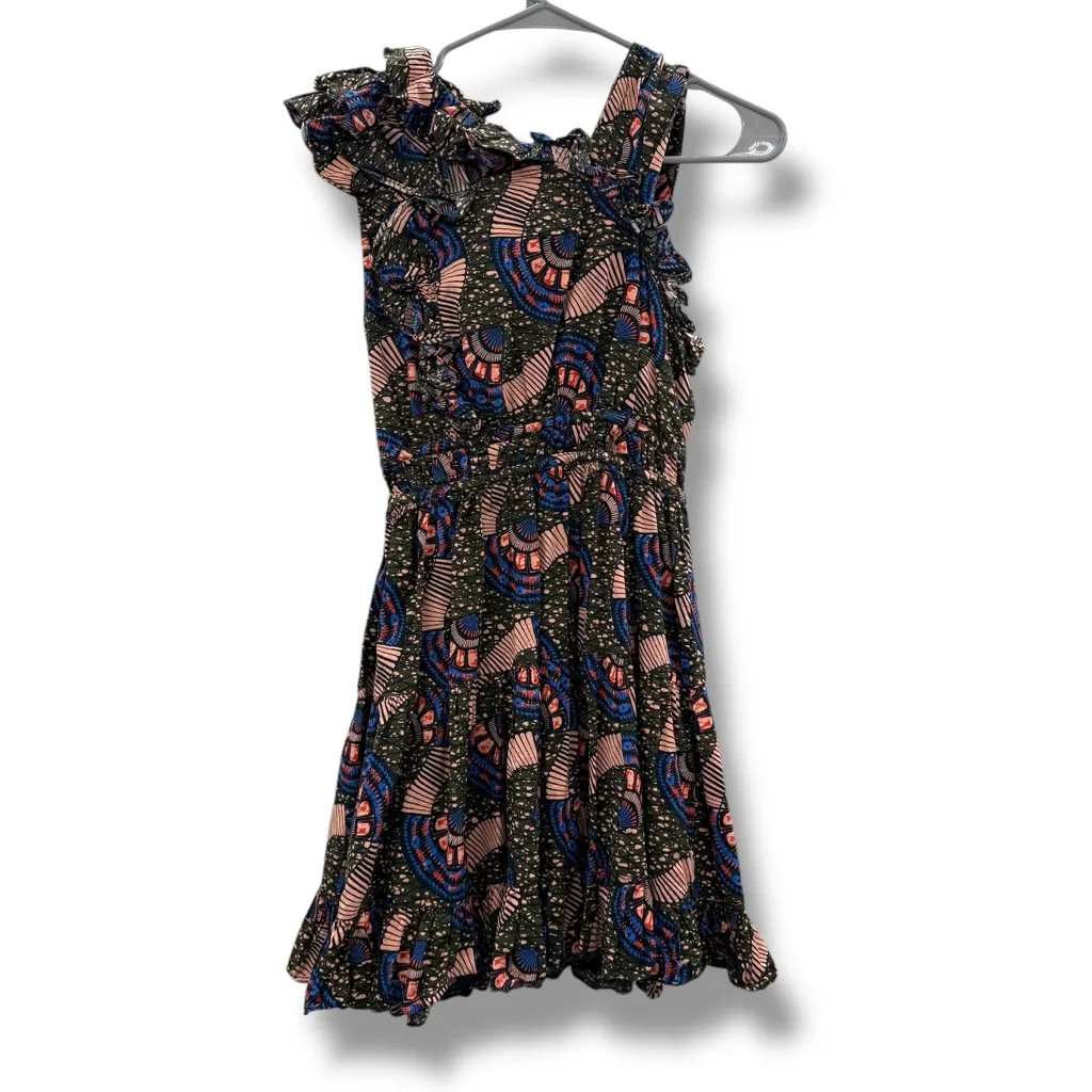 Ulla Johnson Iliana Poplin‎ Ruffle Sleeveless Geometric Print Mini Dress Sz 2 - Image 6