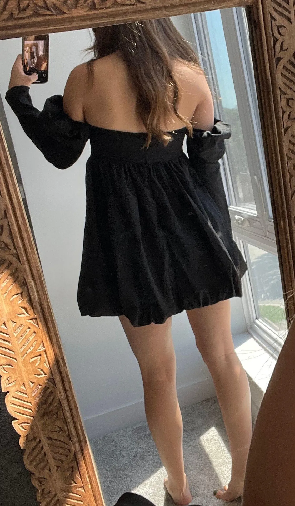 Black Sleeved Dress - Image 2