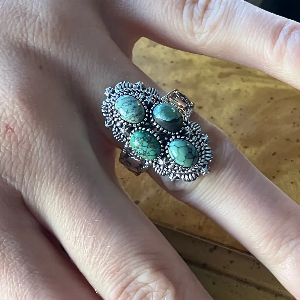 Matrix Turquoise Sterling Silver Ring Size 7 Blue - Image 4