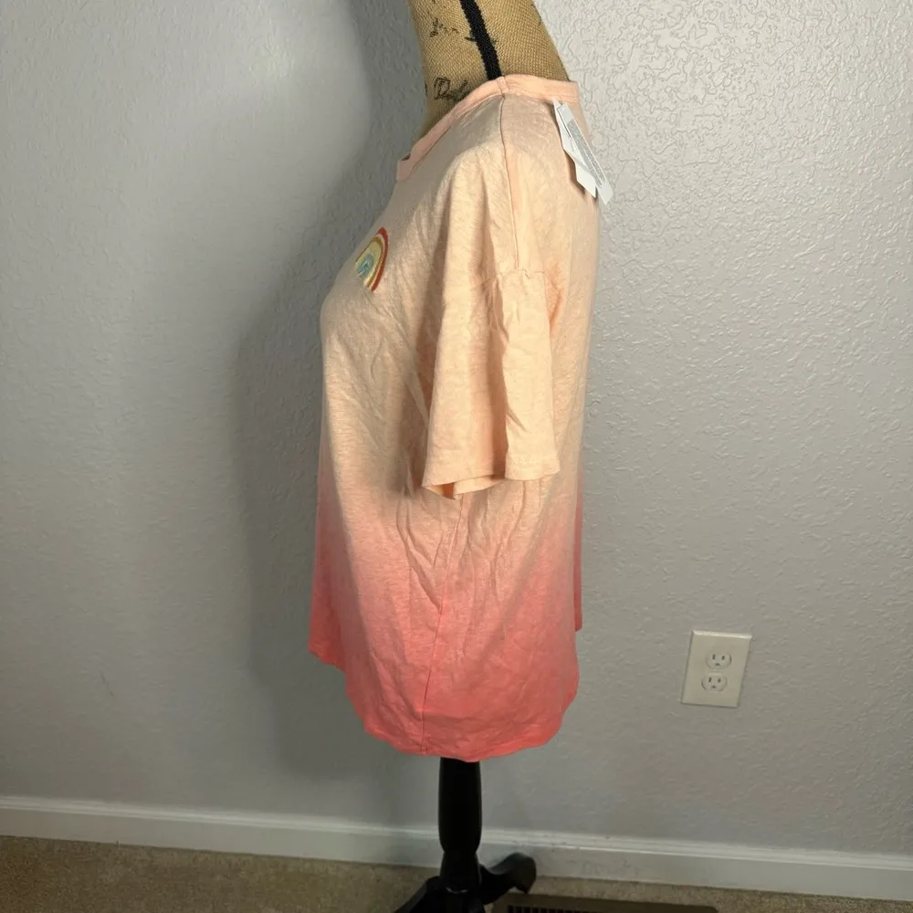 American Eagle Women Size S Orange Ombre Rainbow Embroidered Crew T Shirt Cotton - Image 8