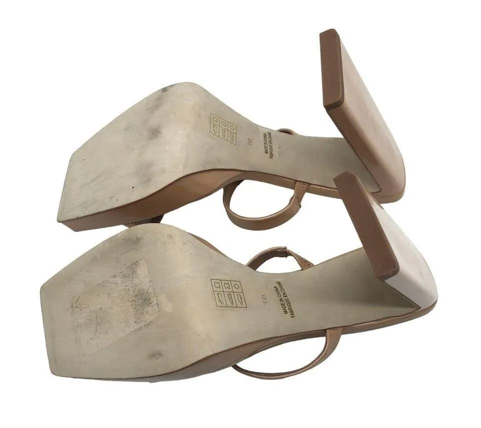 Jeffrey Campbell Hustler Patent Leather Beige Square Toe Block Heel Sandals 10 - Image 6