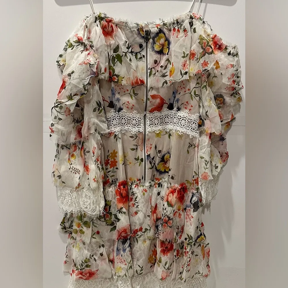 Alice and Olivia Floral Ruffle mini dress - Image 6