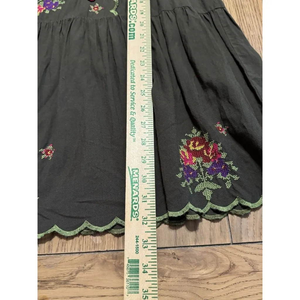Uncle Frank‎ Anthropologie Embroidered Floral Boho Dress Cottagecore Hippie Sz M - Image 3