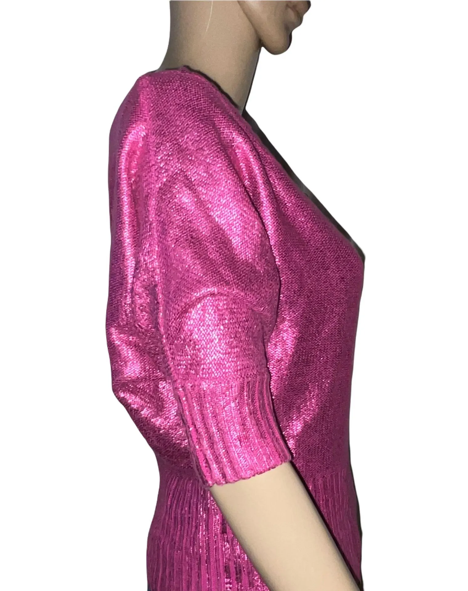 Metallic Pink Short Sleeve Sweater - Image 2