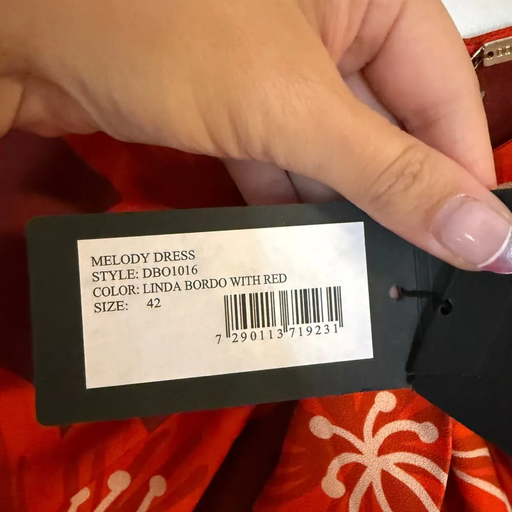 Dodo Bar Or Melody Dress Asymmetrical Midi Linda Bordo Red Size 42 NEW - Image 9