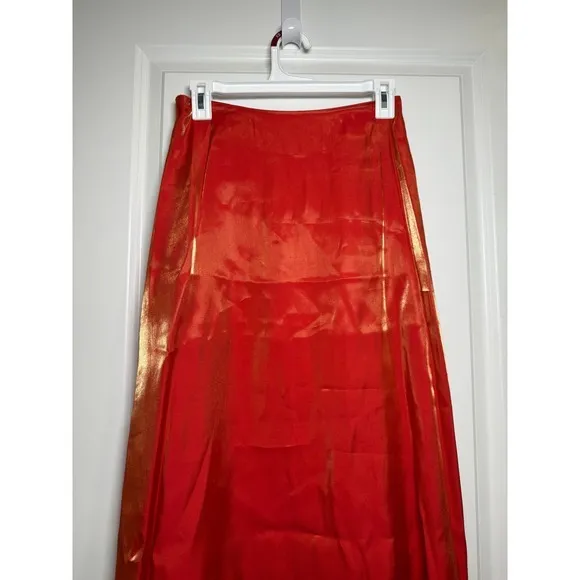 Vintage Orange Maxi Skirt Party Cocktail Evening Special‎ Occasion - Image 7