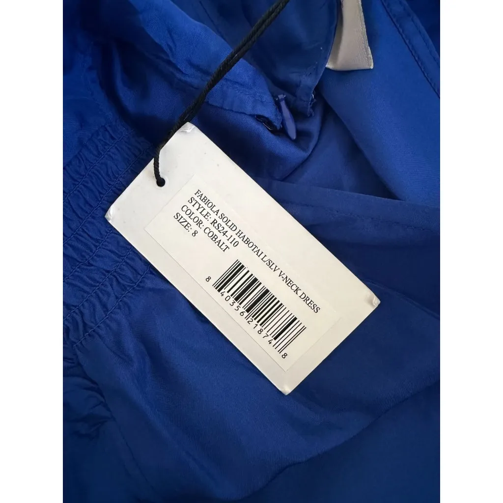 SEA New York Fabiola Cobalt Blue Long Sleeve V Neck Dress Size US 8 NEW NWT - Image 6