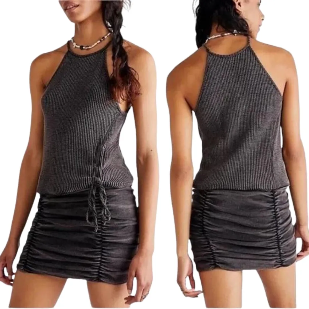 Free People FP One Katya Sleeveless Thermal Bodycon Mini Dress Ruched Medium - Image 2