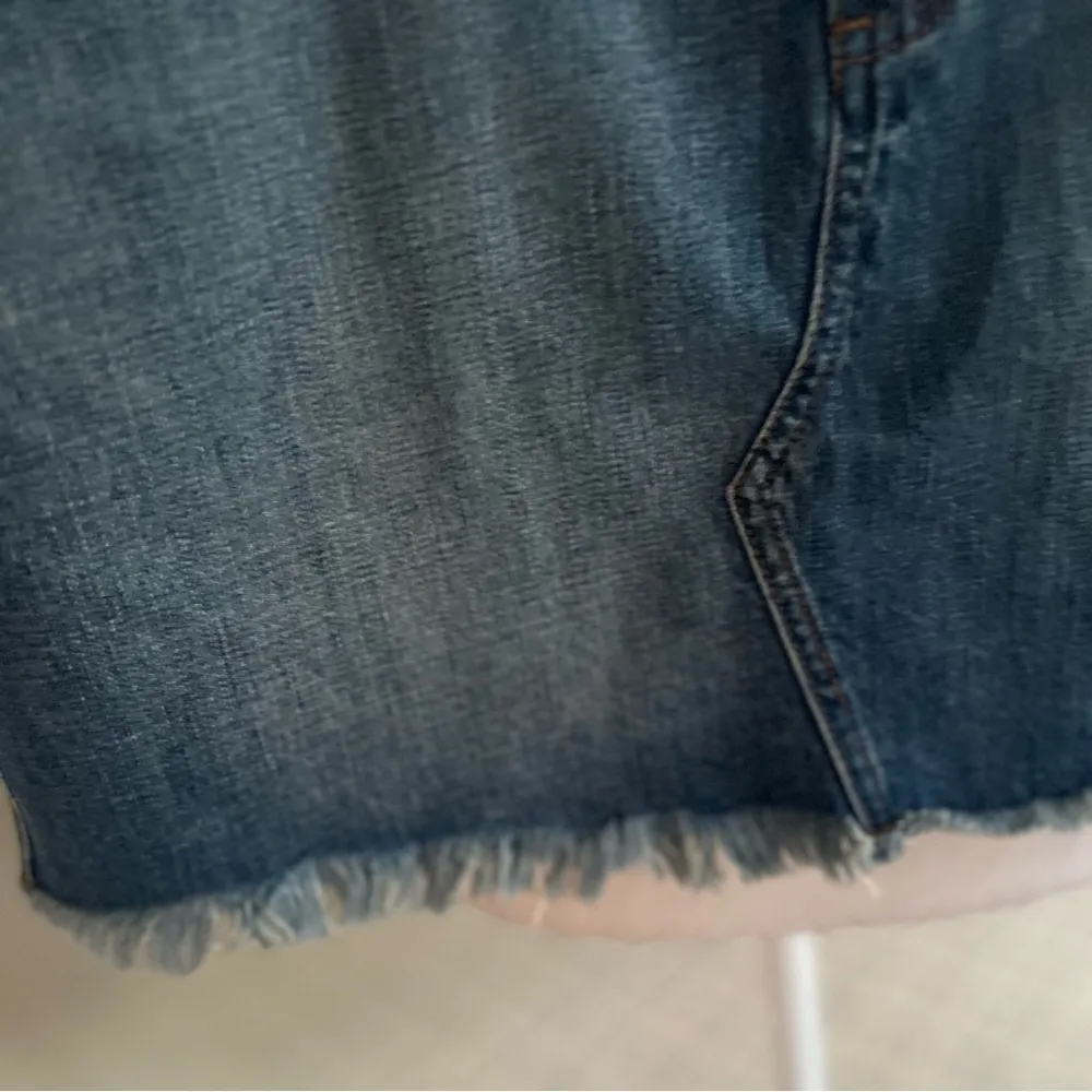 Bp Skirt Denim Distressed Raw Edge Hem Mini 29 Streetwear Concert Festival - Image 6