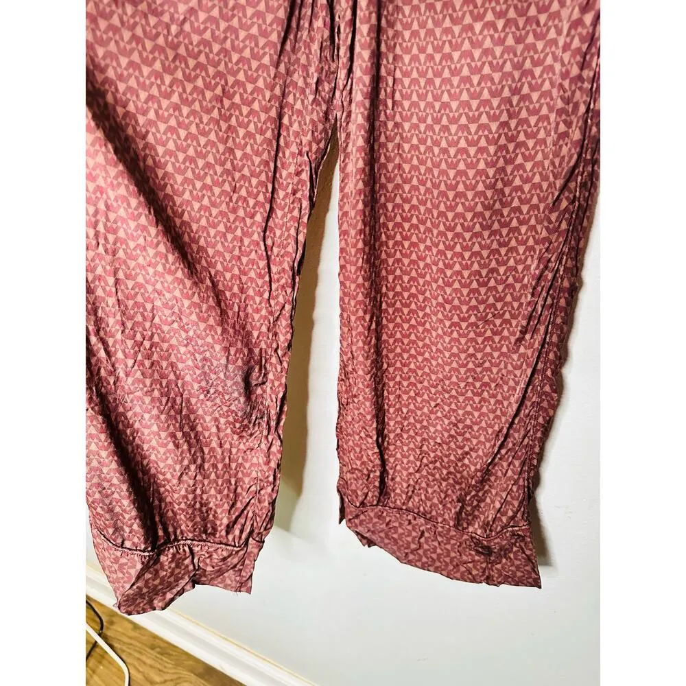 SPLENDID Purple Maroon Abstract Satin Lumi Wide Leg Pants Size Extra Small - Image 11