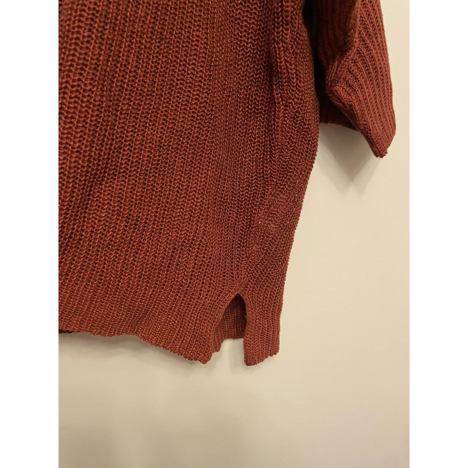 Poetry Half Sleeve Sweater Women 16/18 Brown 100% Linen Open Knit Boho Lagenlook - Image 4