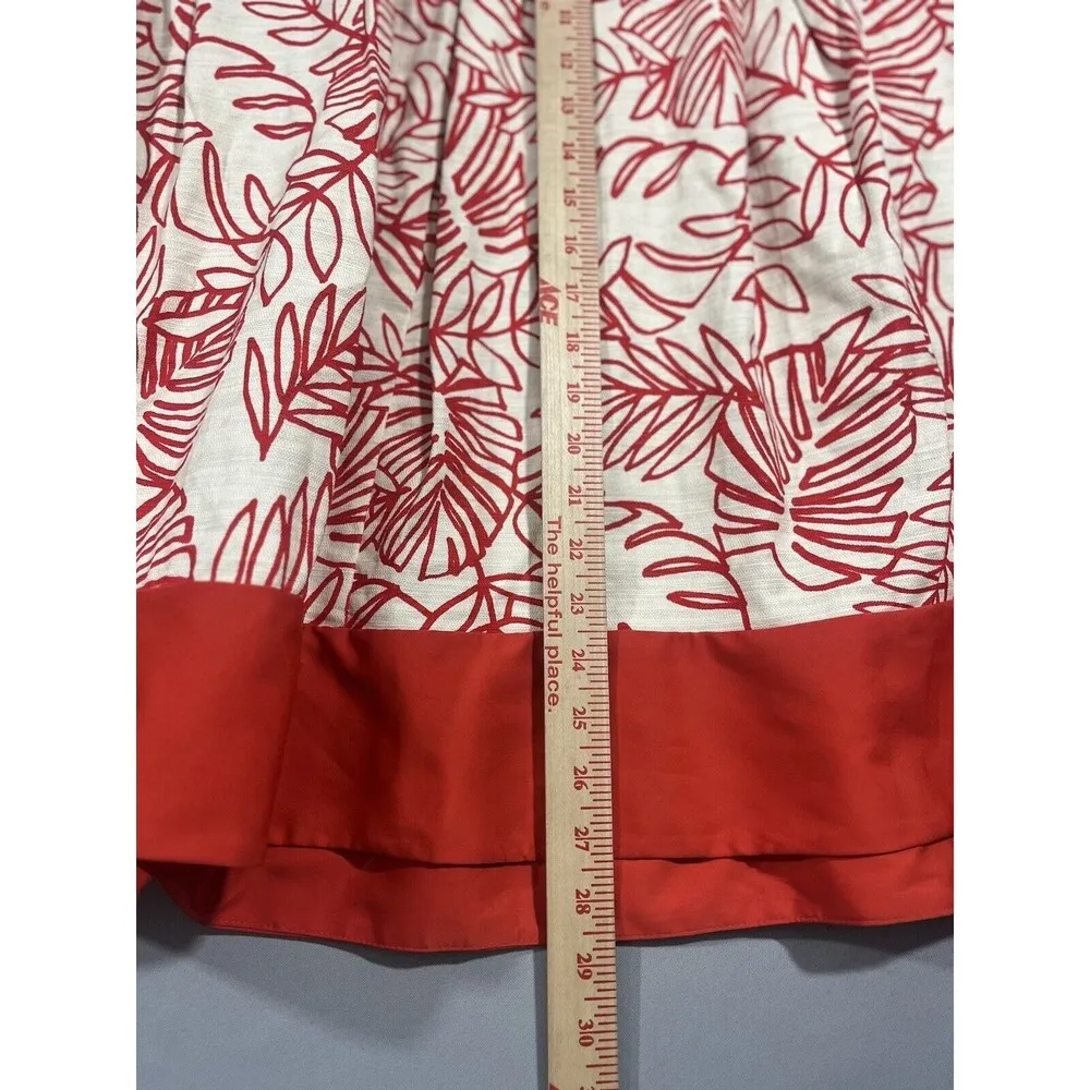 Lane Bryant Linen Leaf Print Pleated Skirt Pockets Swing A-Line Plus 28 NWT - Image 4