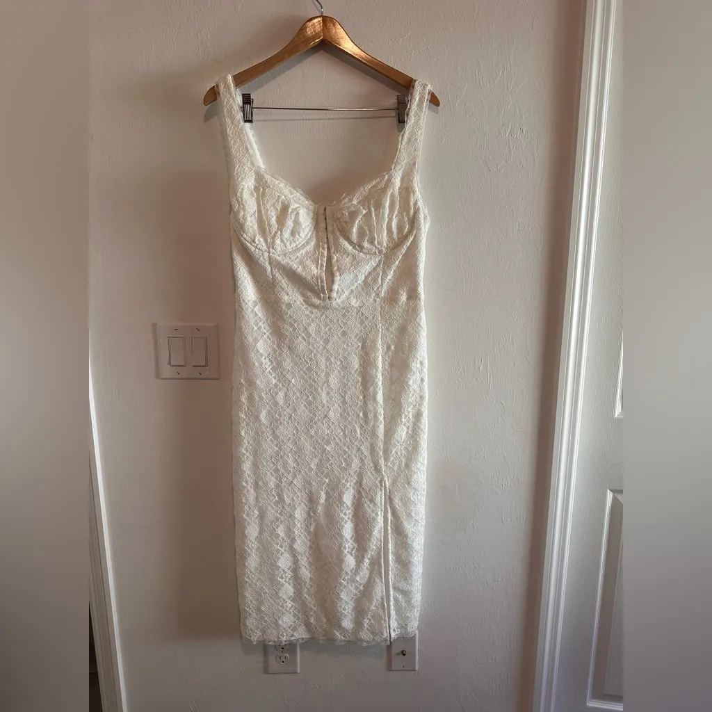 ASTR The Label Corset Sheath Lace Midi Dress in White Sz XL - Image 6