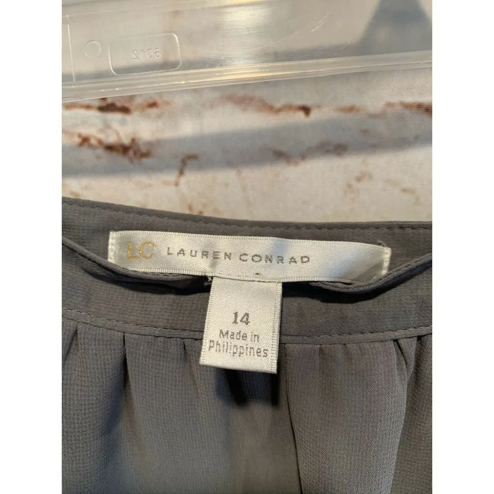 Lauren Conrad skirt 14 grey lined side zipper tie - Image 2