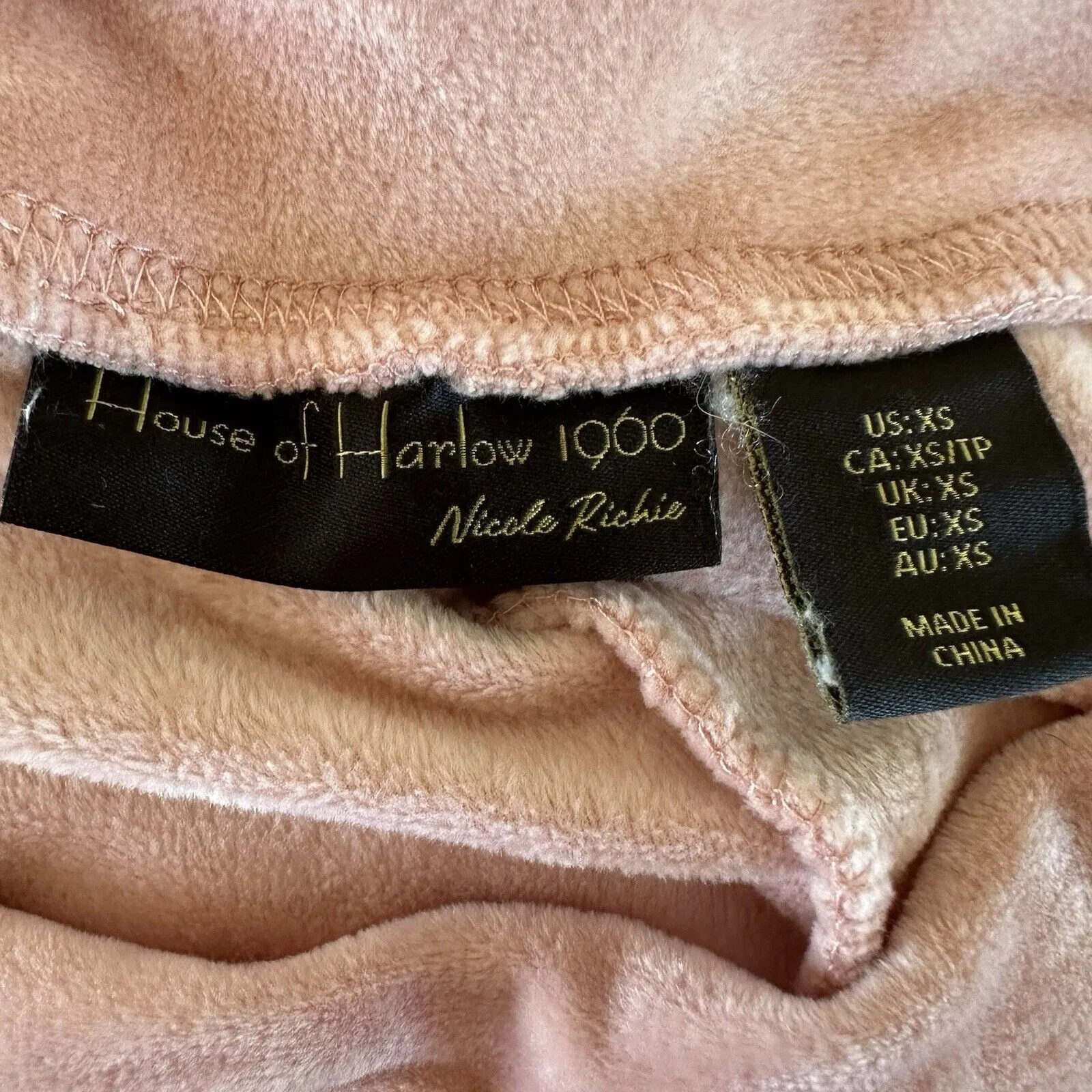 House of Harlow 1960 Nicole Richie Pink Velour Sweatpants Joggers XS Y2K - Image 8