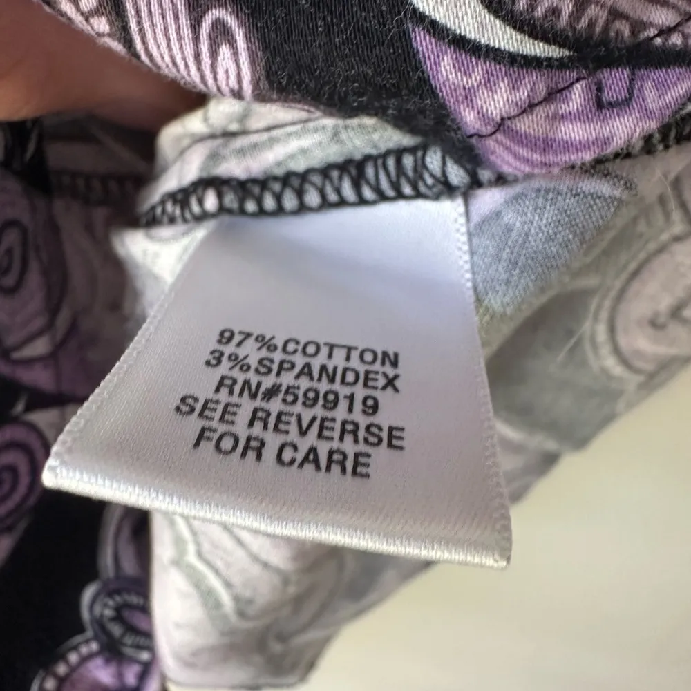 Apt. 9 Womens Sz PM Purple Black Floral Short Sleeve Blouse - Image 4