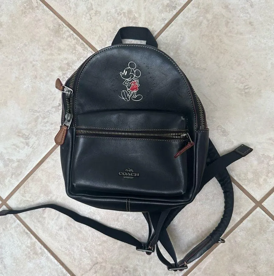 Coach Mickey Mouse Disney Black Leather Backpack Mini Charlie - Image 4