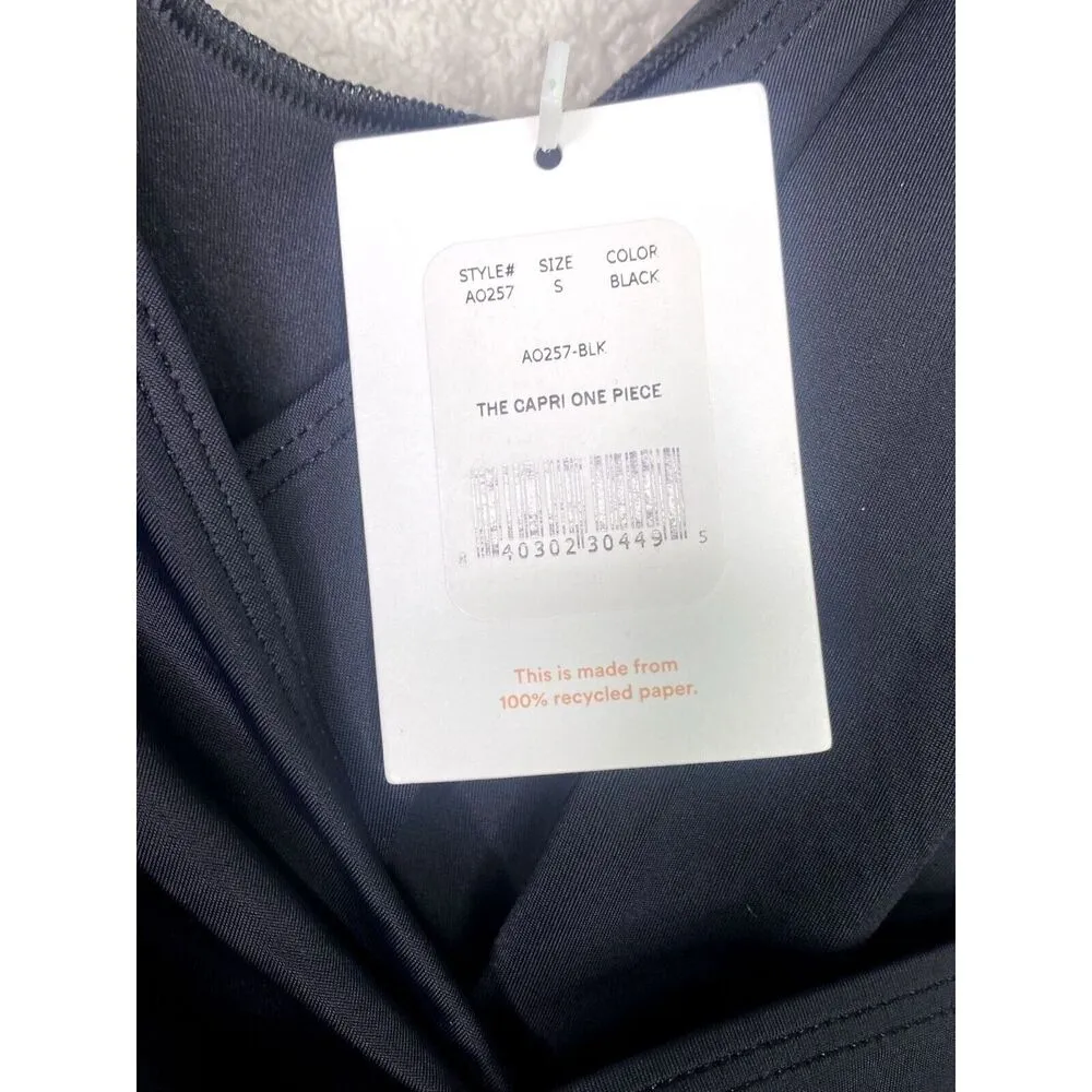NWT Andie The Capri One Piece Swimsuit Deep V Neck Removable Pads S Black #2985 - Image 9