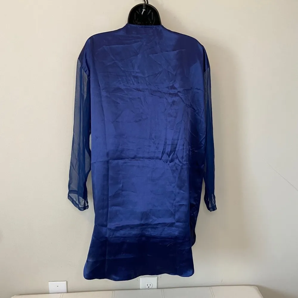 Victorias Secret Gold Label Blue Kimono Shirt Dress Sz Med/Large - Image 6